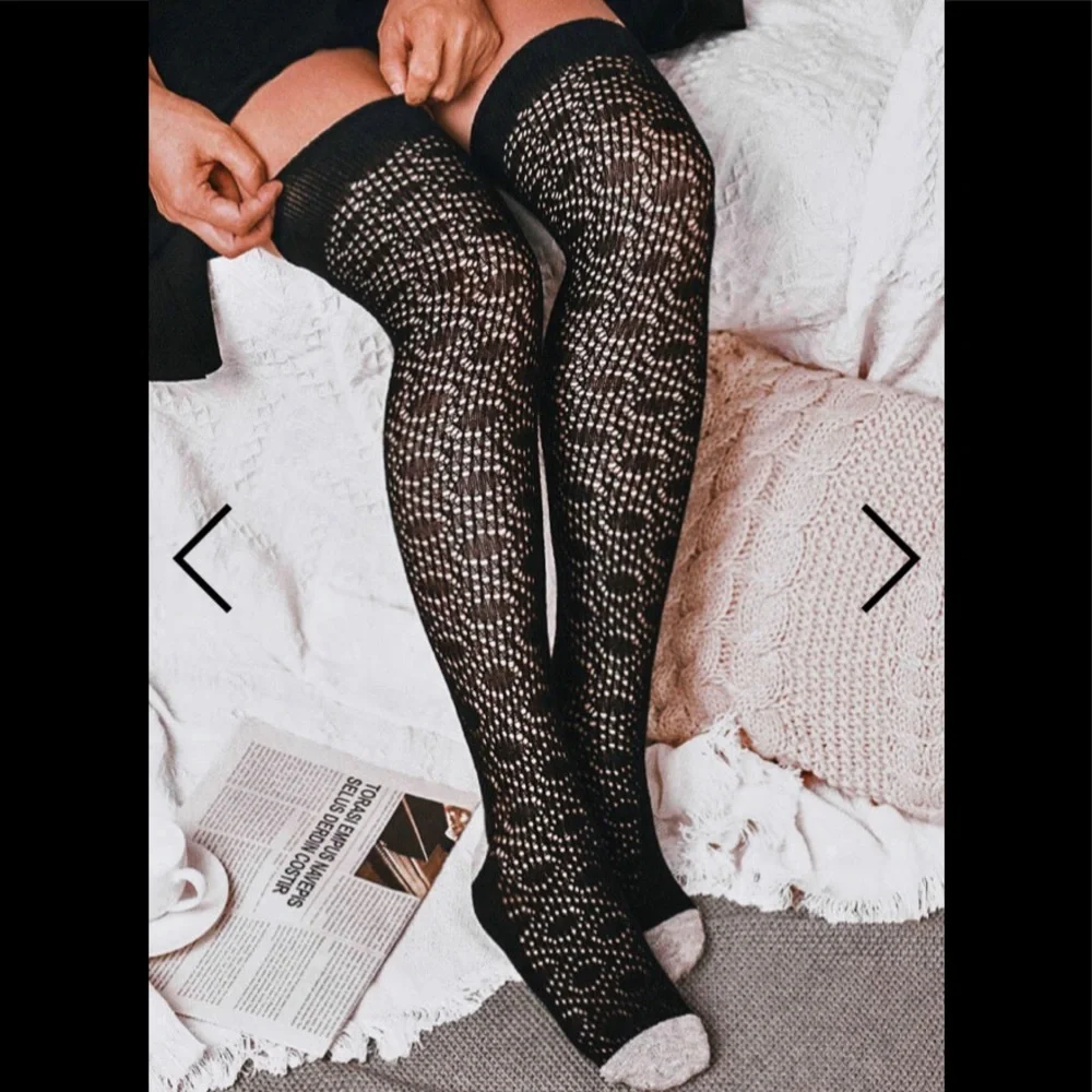 Geometric Patterns RED Over Knee Knitted Socks